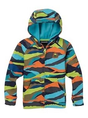 Burton Kids Zip Hoodie in Blue, Green & Orange Camo